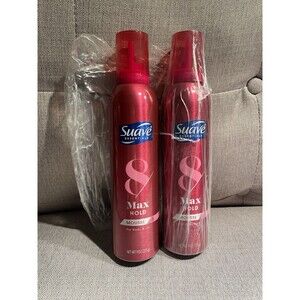 SUAVE Max Hold MOUSSE Long Lasting Unscented Hairspray Mousse 9oz (2 Pack)  NEW!